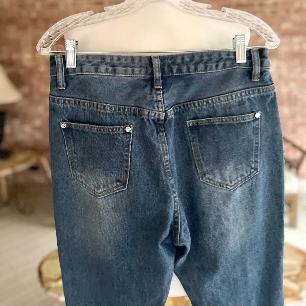 POL Jeans Cropped Flared Raw Split Hem Destructed Ankle Blue S Frayed Whiskered - Image 8