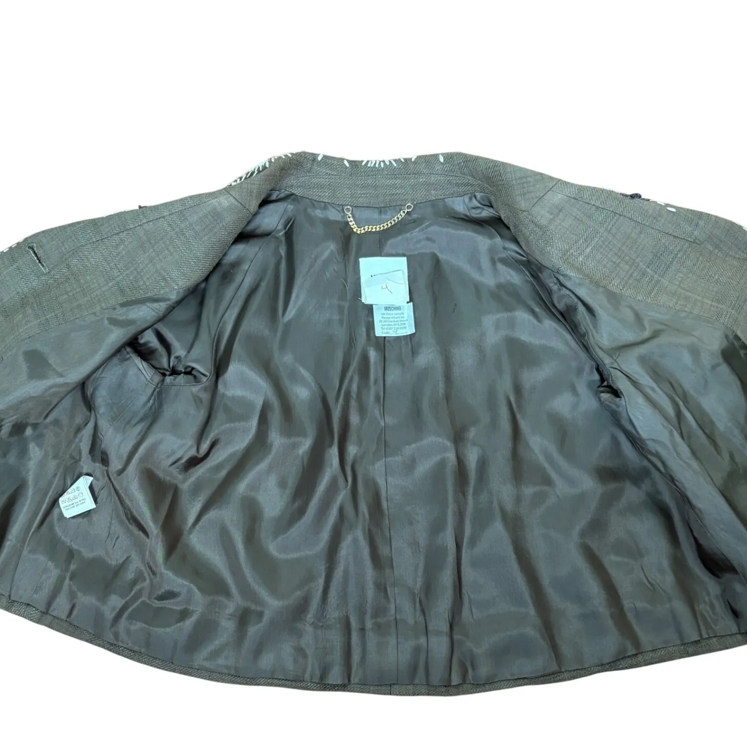 Vintage Moschino Mainline Floral Embroidered Jacket Green US 8 UK Press Sample - Image 9