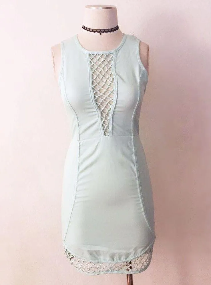 Cutout Sheer Fishnet Forming Sexy Bodycon Dress - Image 2