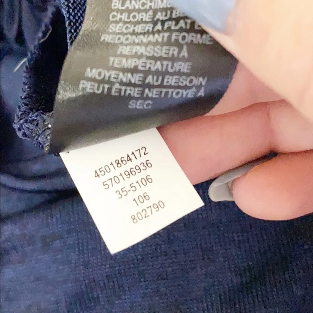 WHBM Navy Blue Lace Up 3/4 Sleeve Semi Sheer Dress - Image 14