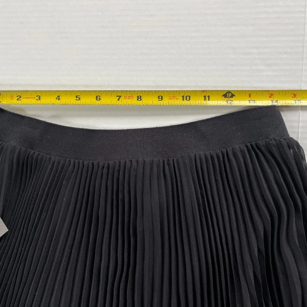 VINCE‎ CAMUTO Sz M Black Pleated Chiffon Midi Skirt Elastic Waist Pull On - Image 6