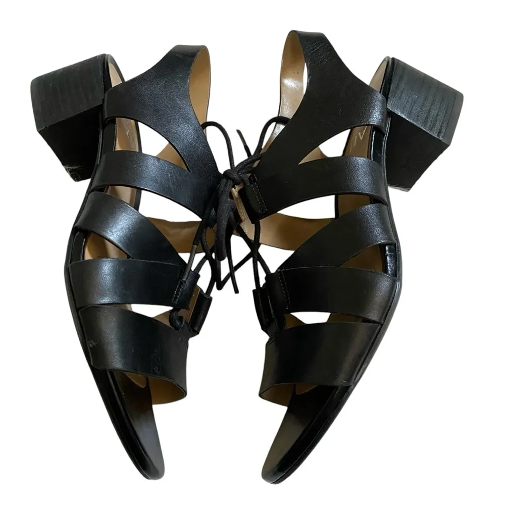 Classic Black Leather Minimalist Gladiator Sandal - Image 3