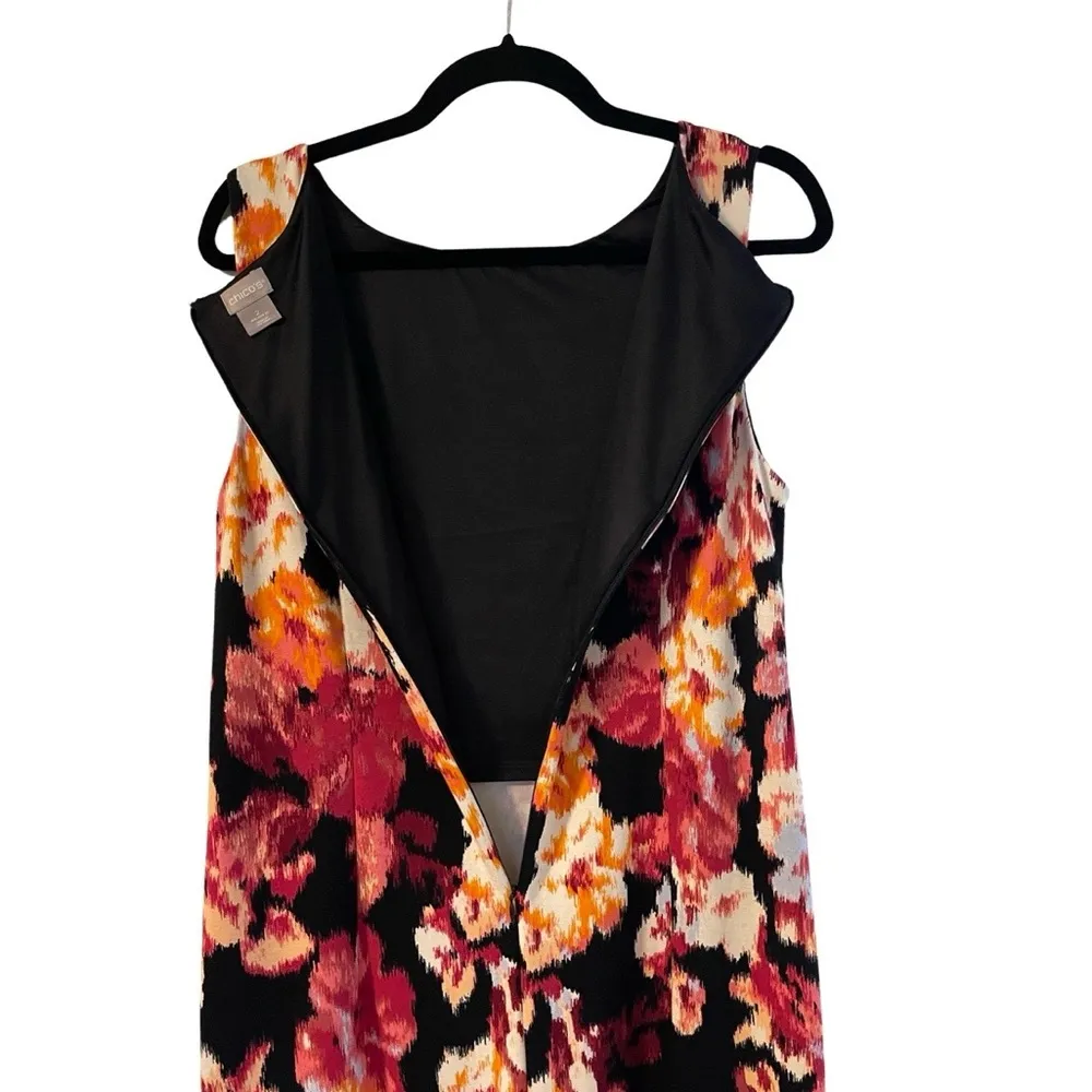  Floral Print Multi Color Knee Length Dress EUC Size L/12 (Chico’s Sz 2) - Image 3