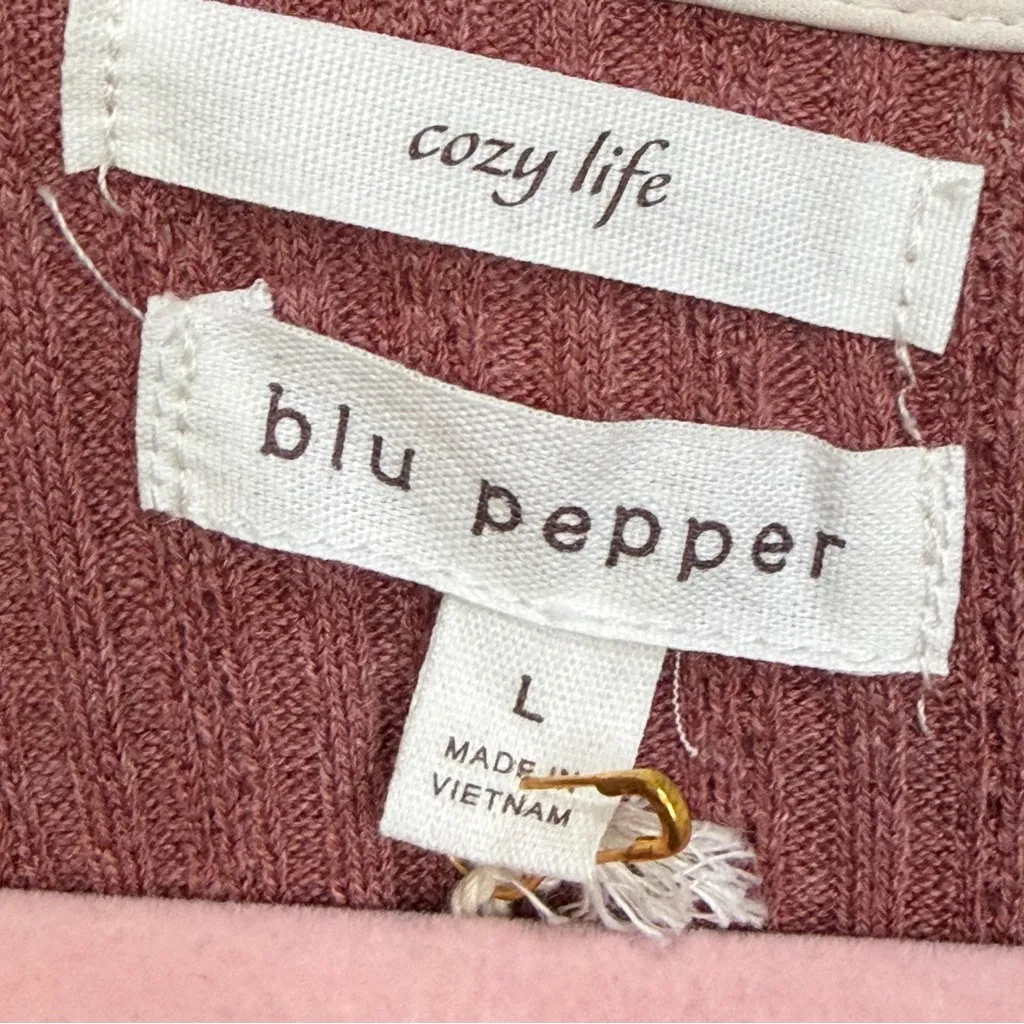 NWT BLU PEPPER Cozy Life Ribbed Knit Lightweight Lounge Cardigan, Large - Image 8