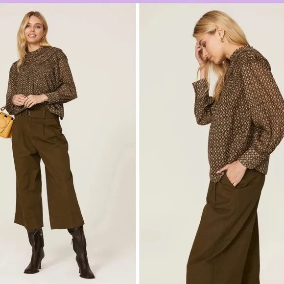 Rebecca Taylor Ruched Neck Floral Top - Image 2