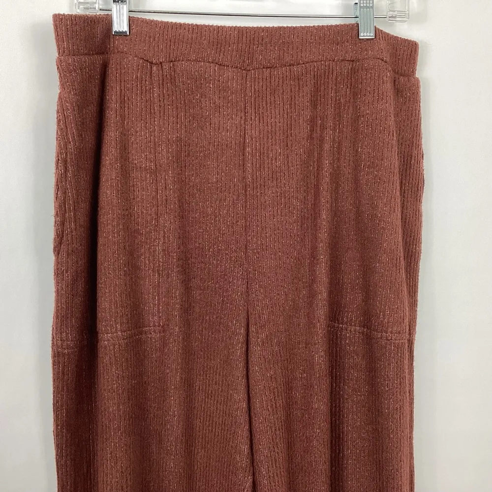 Free People Beach Ribbed Wide Leg Pants Size XL - Image 2