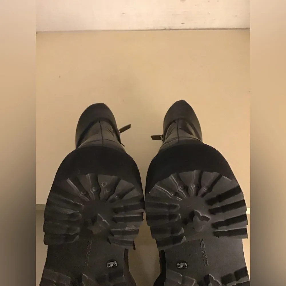 Vince Camuto women black leather combat Medjey boots US 6.5 - Image 10