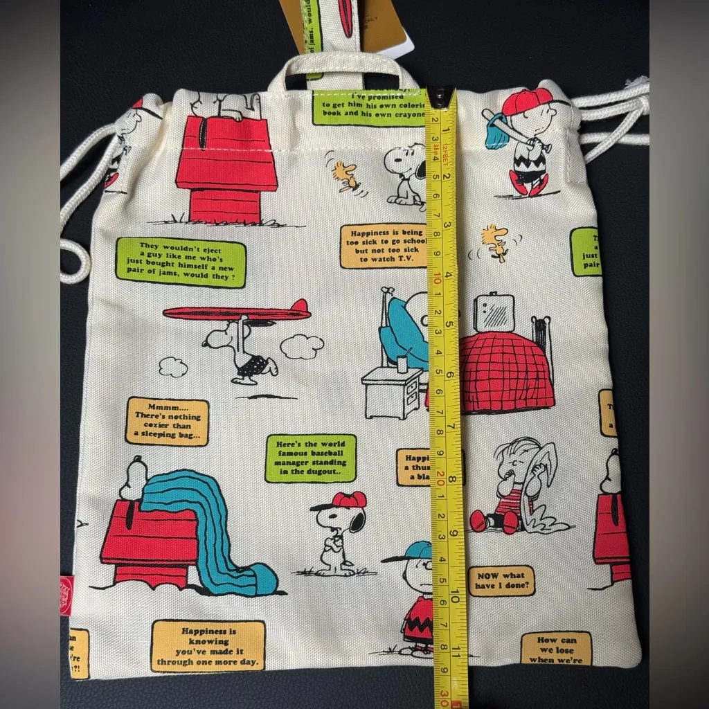 Peanuts Snoopy Charlie Brown Drawstring Pouch Bag Red - Image 3