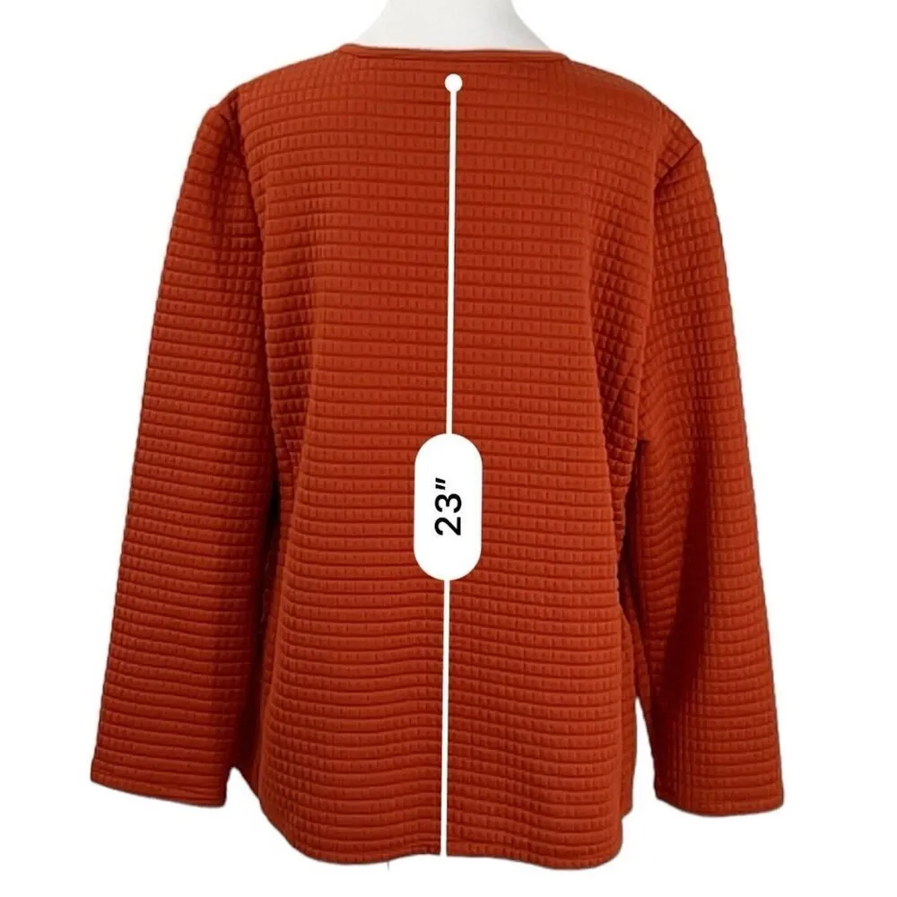 Chico’s Burnt Orange Zip Cardigan Jacket Pockets Size 3 - Image 5