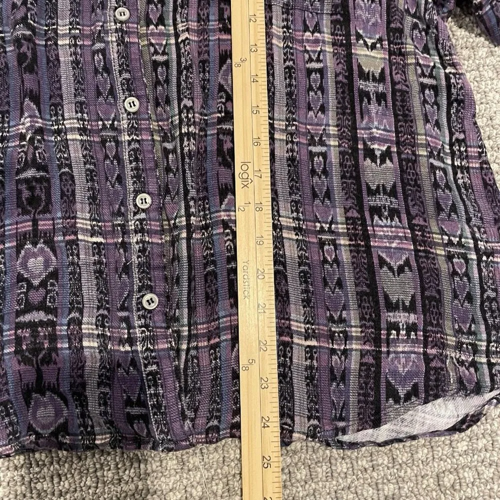 Coldwater Creek Shirt Womens XL Buttondown Purple Aztec Abstract Long Sleeve Top - Image 6