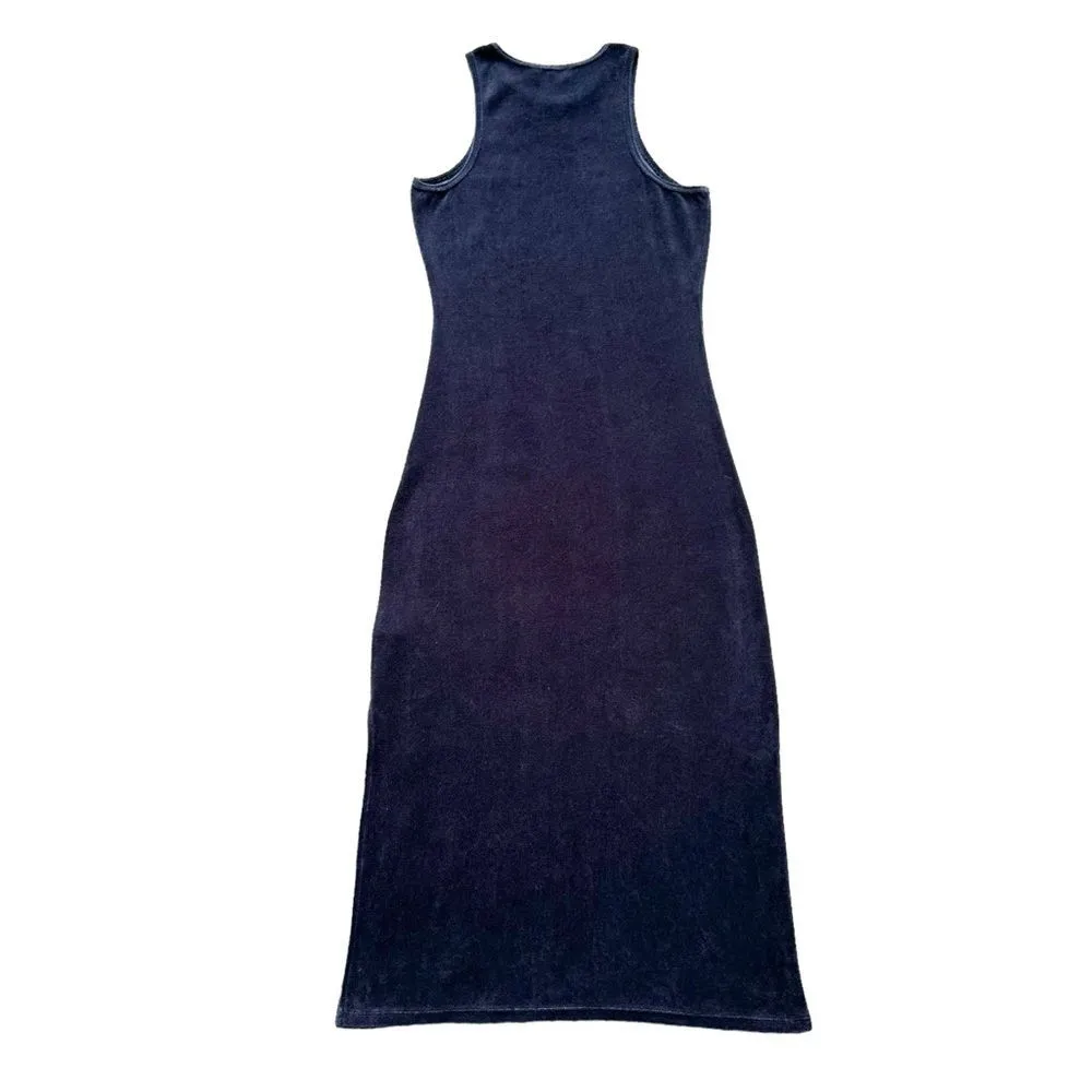 🔃Juicy Couture Velour Blue Stretch Fitted Midi Tank Dress - Image 2