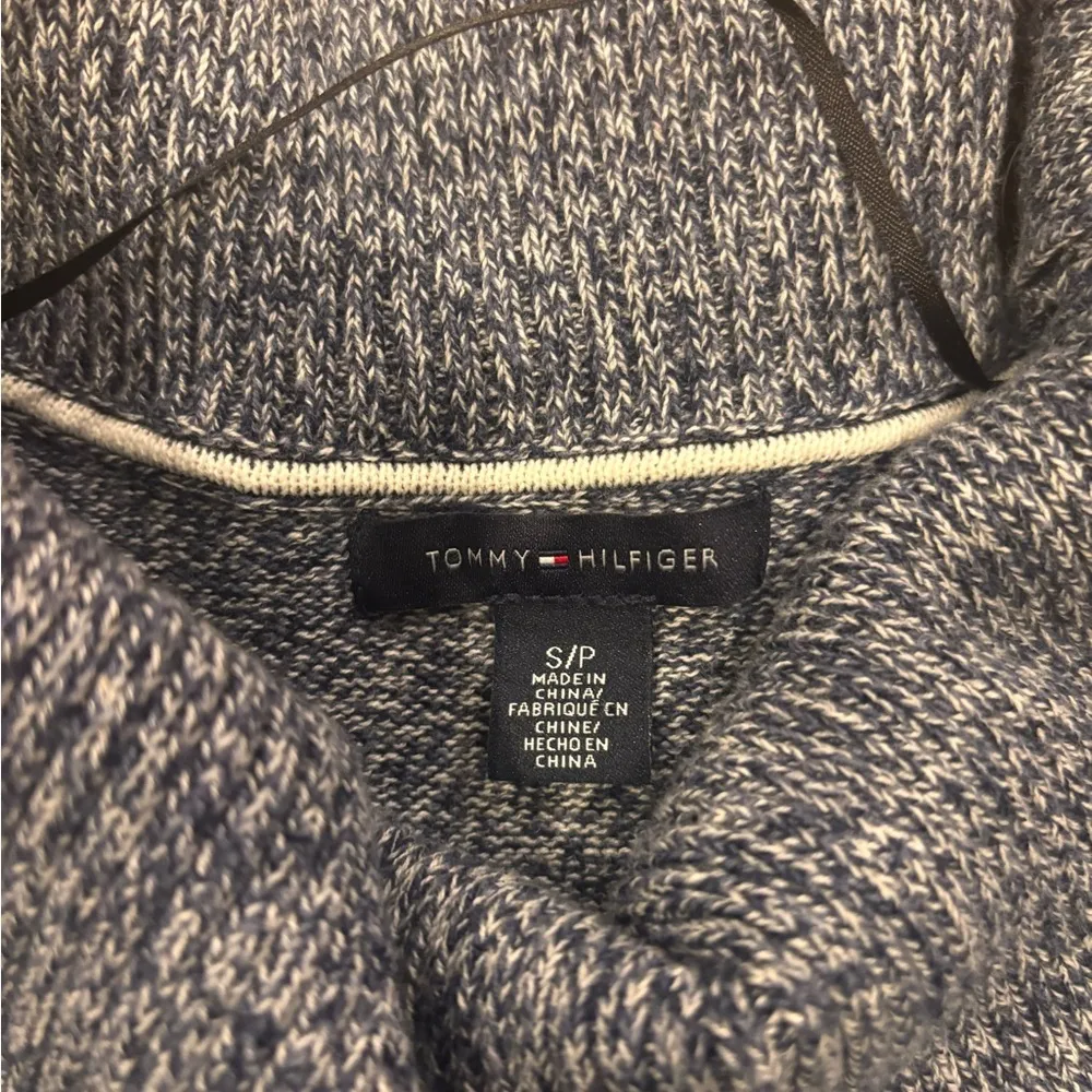 Women's Tommy Hilfiger Small Blue/Grey Cotton Short Sleeve Knee Length Dress - Image 3