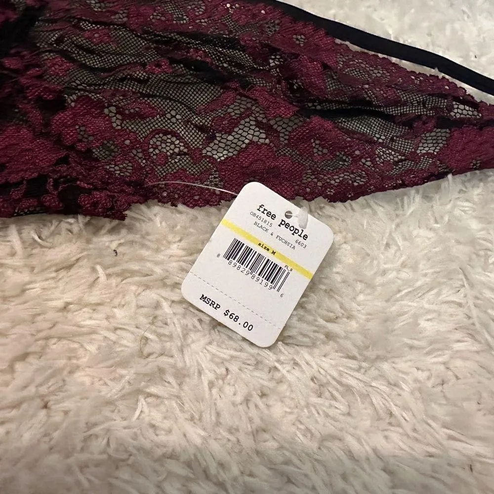 Free People Intimately Too Cute Bodysuit Maroon Size Medium NWT - Image 3