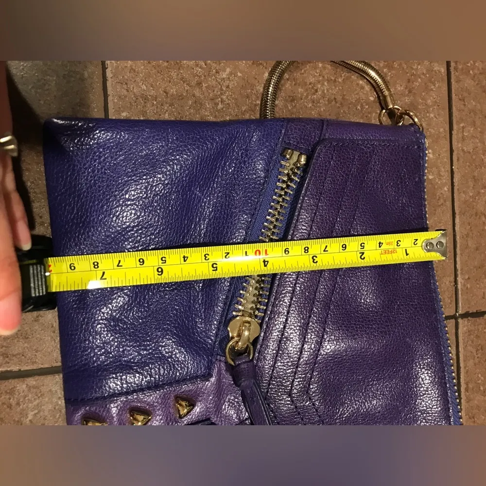 Botkier Vintage Cobalt Leather Purple Crossbody With Gold Hardware Bag L… - Image 14