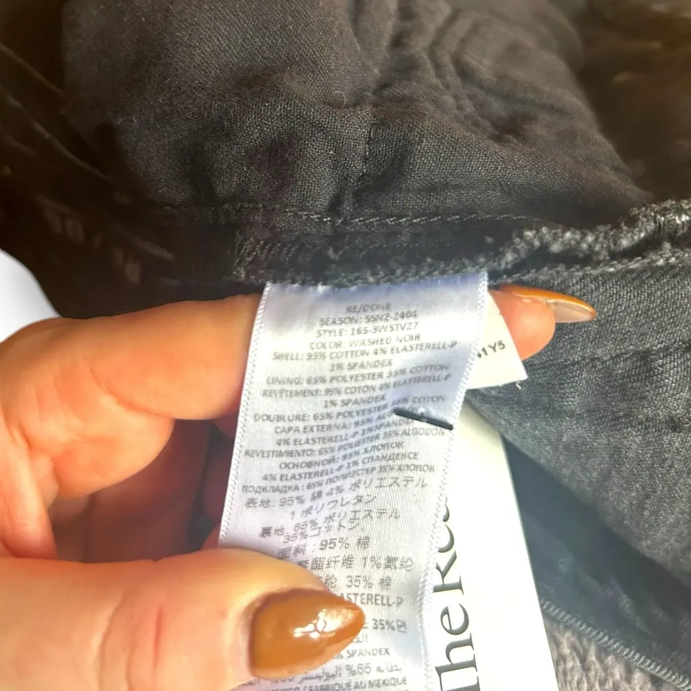 RE/DONE 70s Stove Pipe Jeans In Washed Noir Straight Leg Button Fly Size 25 - Image 15