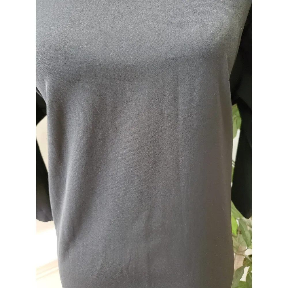 H&M Womens Black Solid Polyester Round Neck Long Sleeve Knee Length Dress Size 6 - Image 3