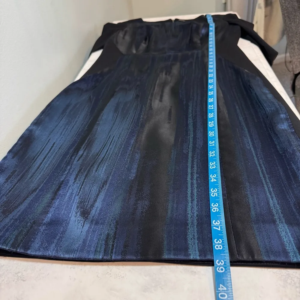 Women's Elie Tahari Nadia Sheath Dress Size 8 Blue Watercolor Black - Image 9