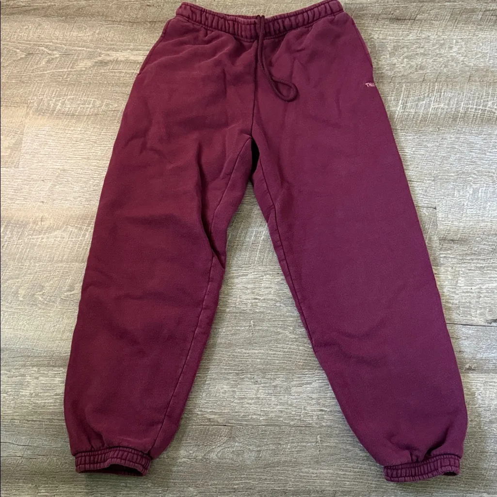 Aritzia Tna Sweatfleece Cozy Fleece Sweatpants in Maroon Size XS - Image 3