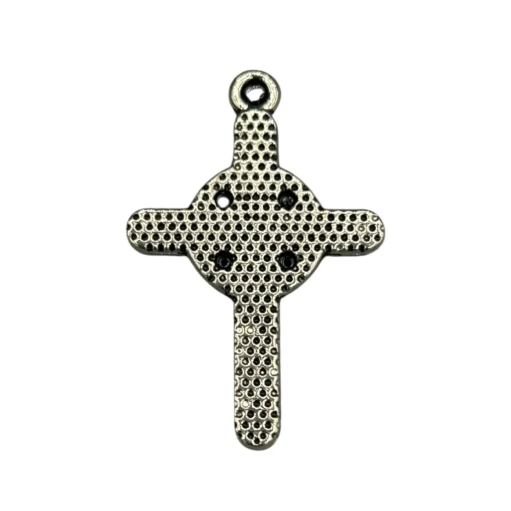 Silver Tone Cross Pendant Textured Magnetic - Image 2