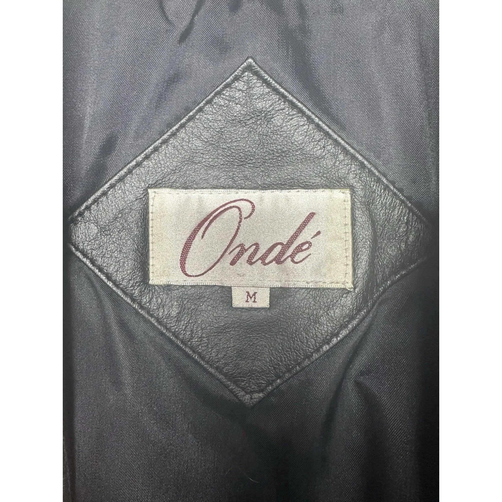 Women’s Onde Black Genuine Leather Jacket Long Moto Style Size Medium Size L - Image 5