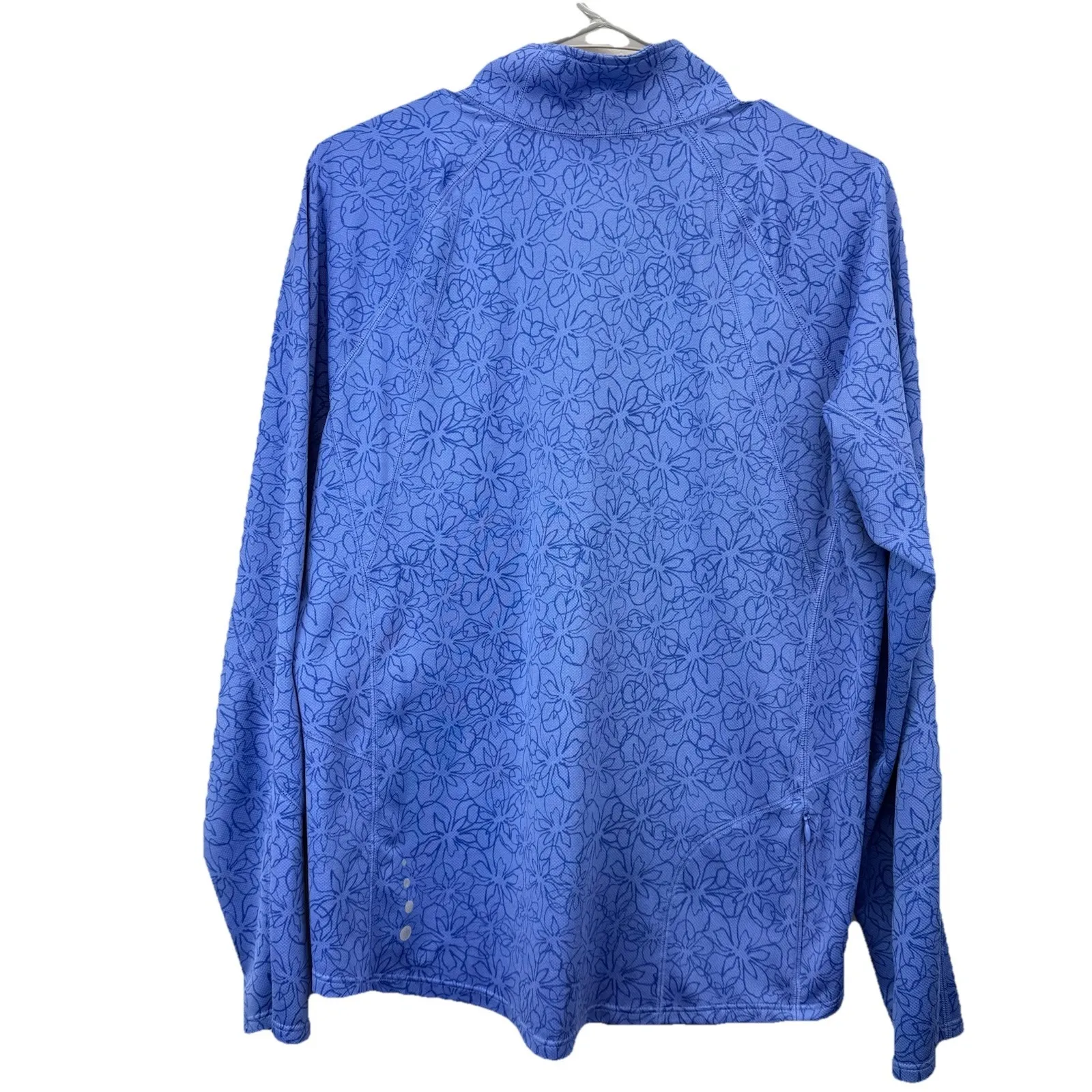 LL Bean Blue Mid Weight 1/4 Zip Base Layer Quick Dry Pullover Size LARGE Pocket - Image 7