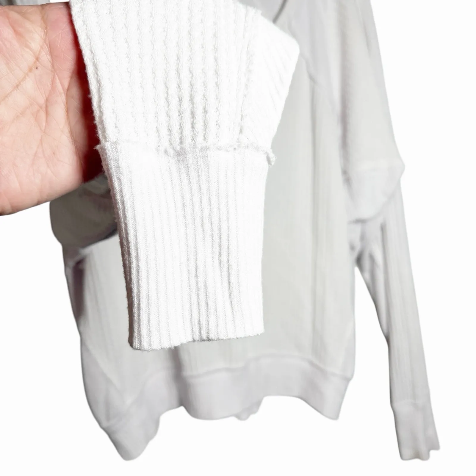 Free People Womens Santa Clara Thermal Top White Small V Neck Boho Long Sleeve - Image 10