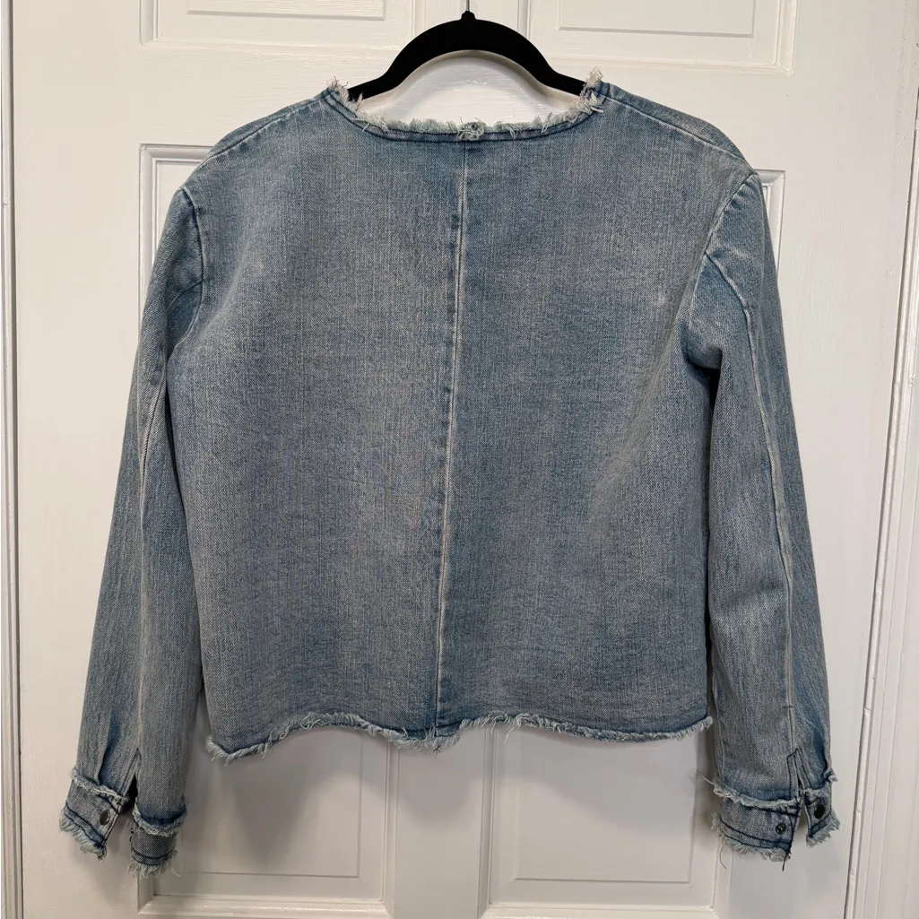 POL Raw Hem Denim Jacket Blue Size Small - Image 5