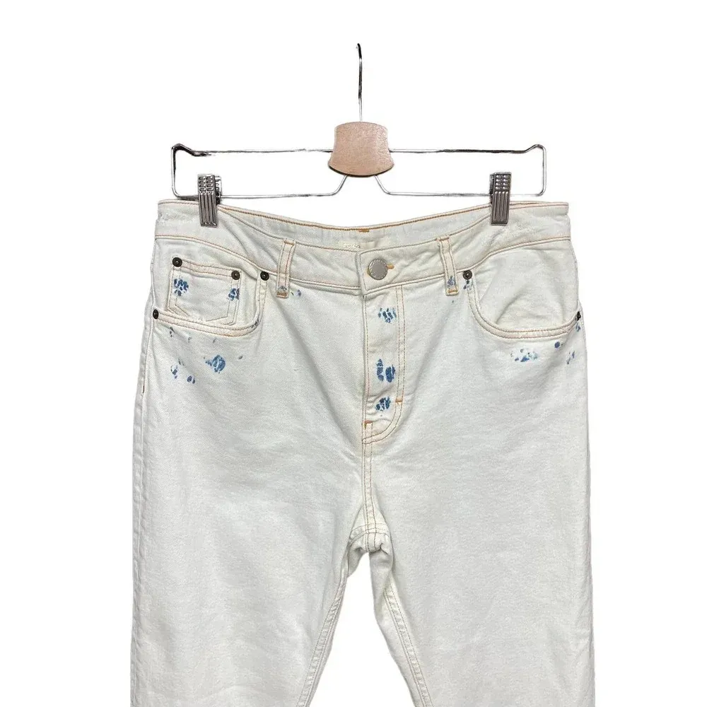 Maje Acid Wash Straight‎ Leg Jeans White Denim Size 40 / US 8 - Image 4