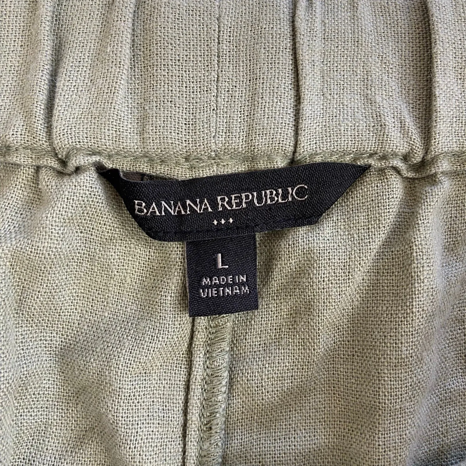 Banana Republic women's green pull on loose relaxed linen‎ blend casual shorts L - Image 6