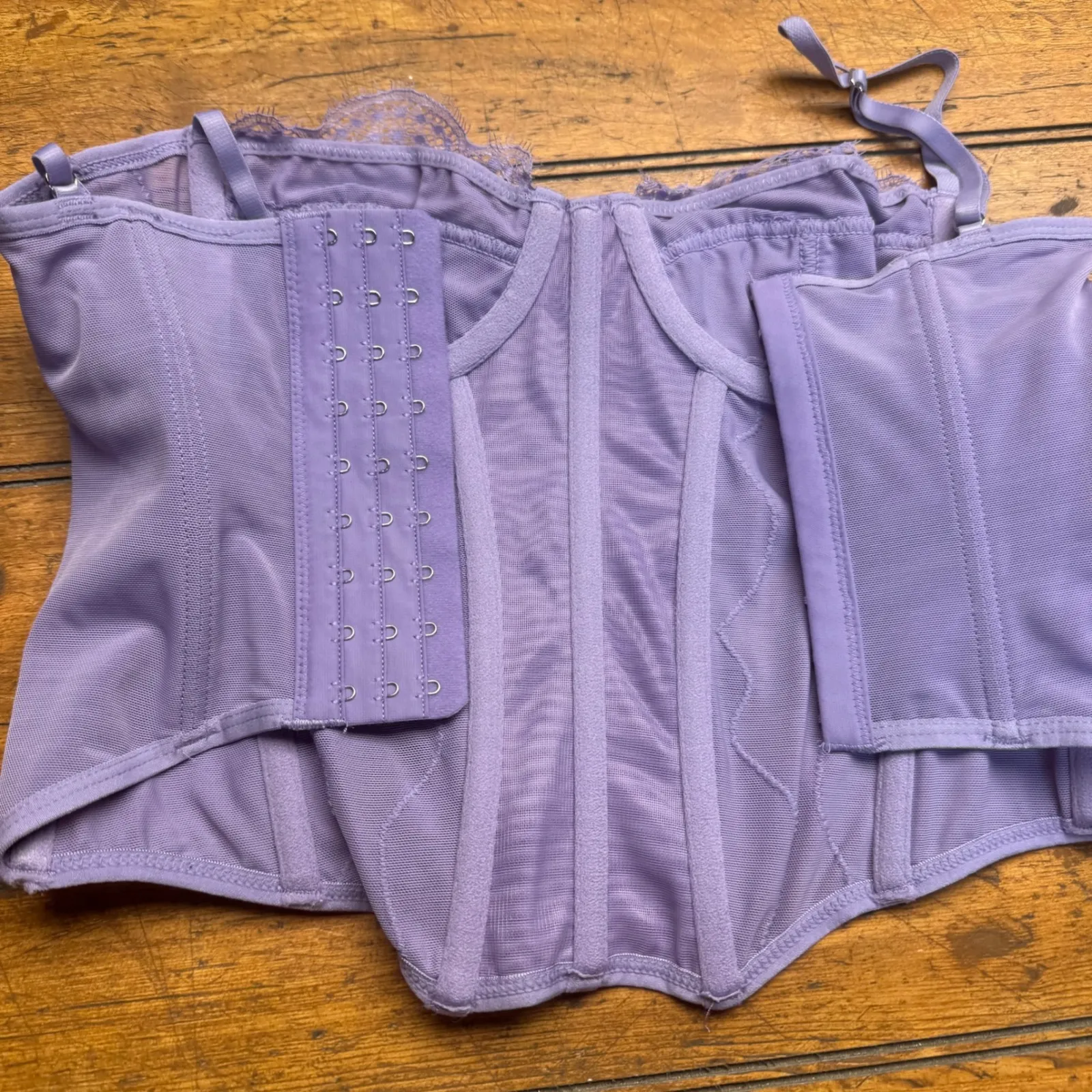 Out From Under Lavender Lace Corset Bralette Bustier Top - Image 4