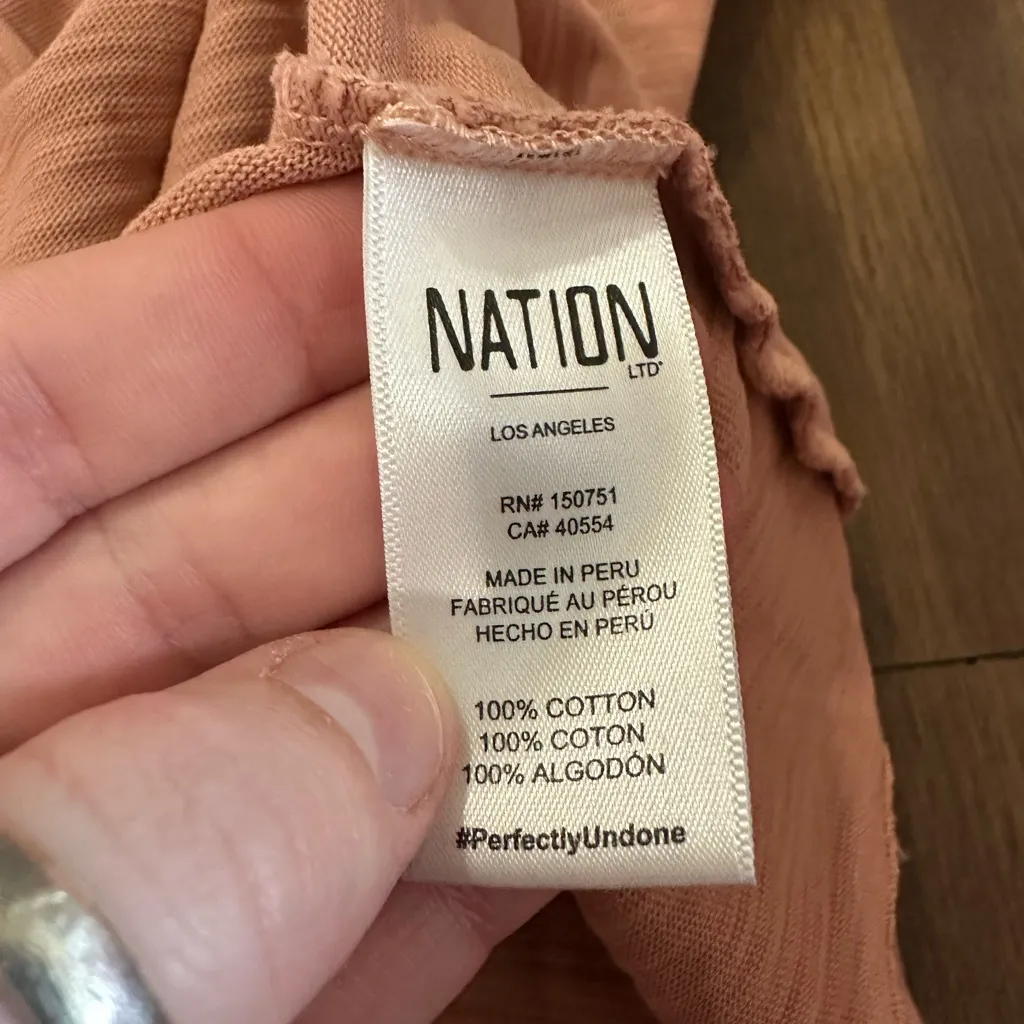 Nation LTD Frida Renaissance Tee Puff Sleeve Off Shoulder Pink Top XS 2170JJR - Image 3