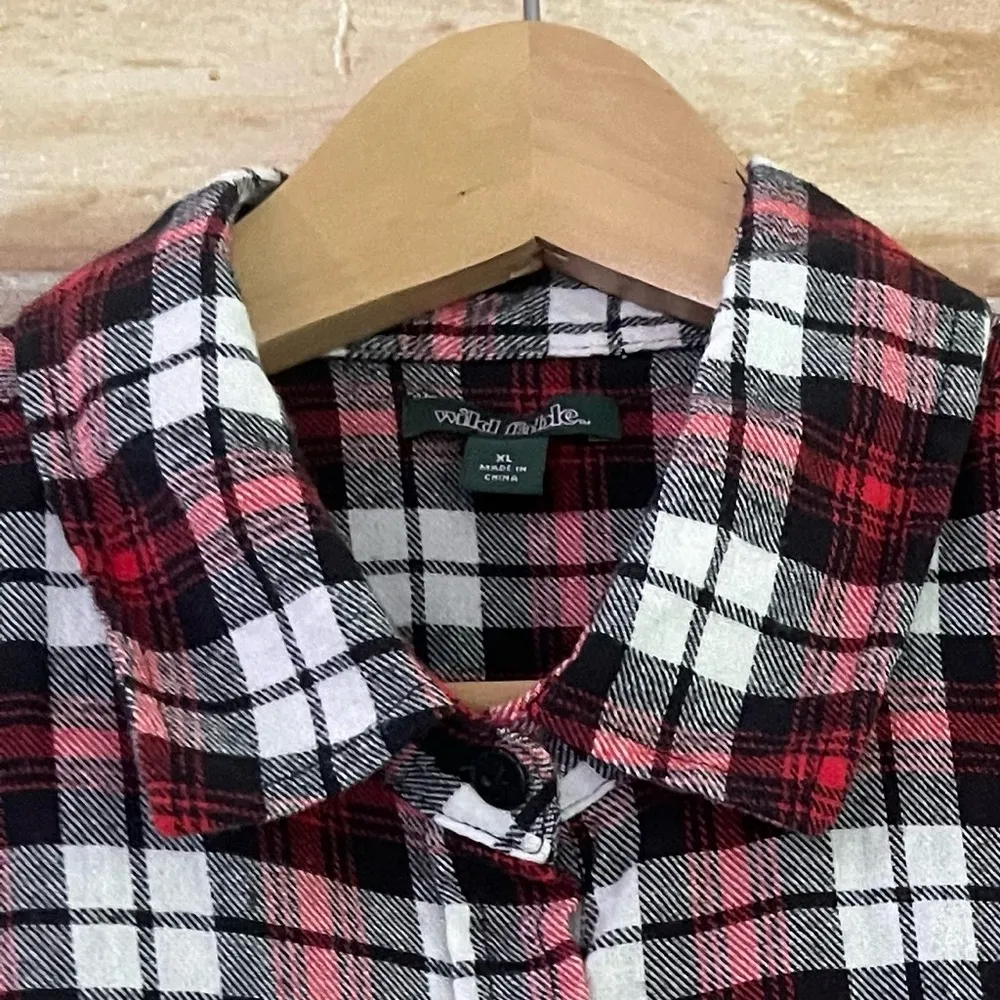 Wild Fable plaid flannel sleeveless button front cropped top XL - Image 11