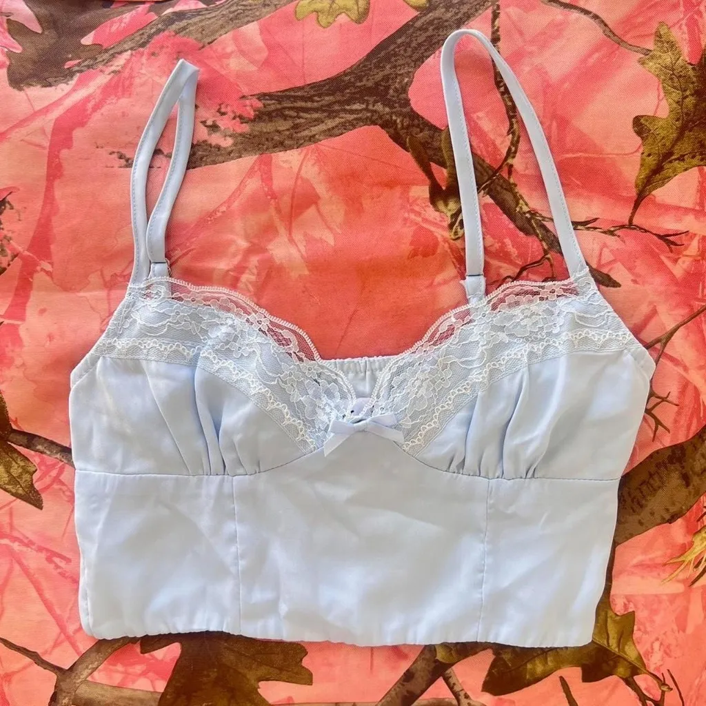 princess polly baby blue lace coquette crop top  - Image 5