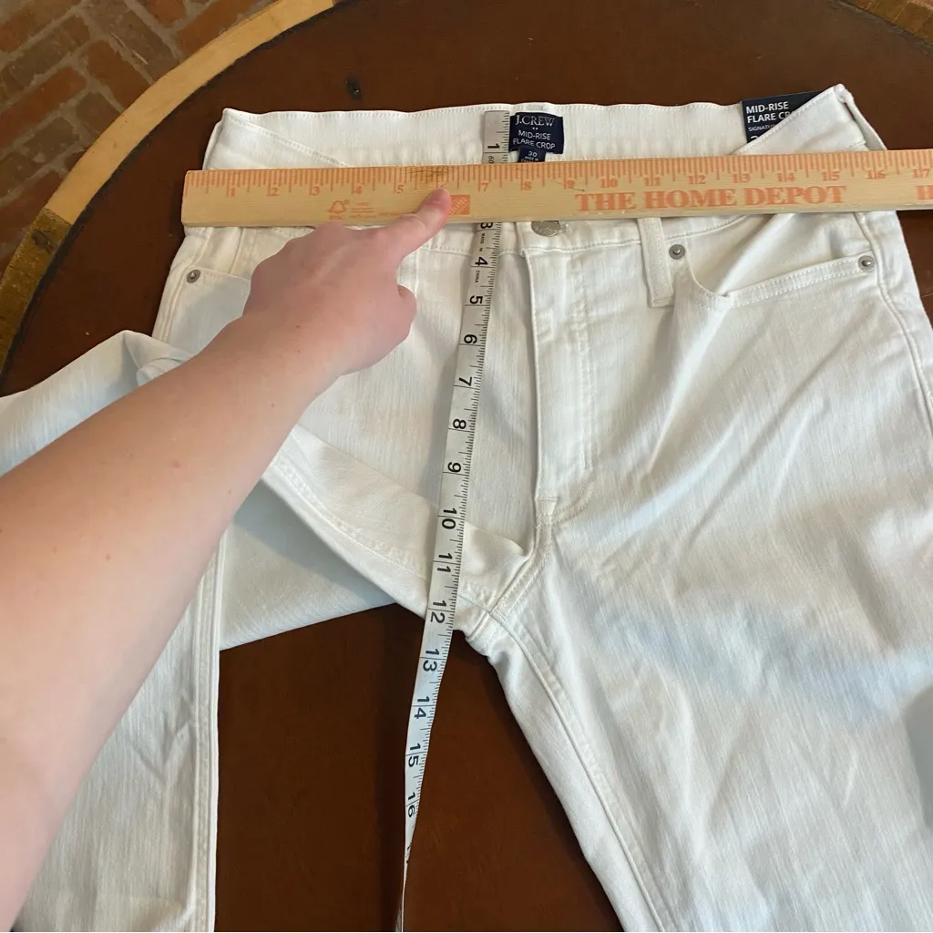 NWT J.Crew Factory Flare Crop Jeans Sz 30 White Mid-Rise Signature Stretch BO933 - Image 6