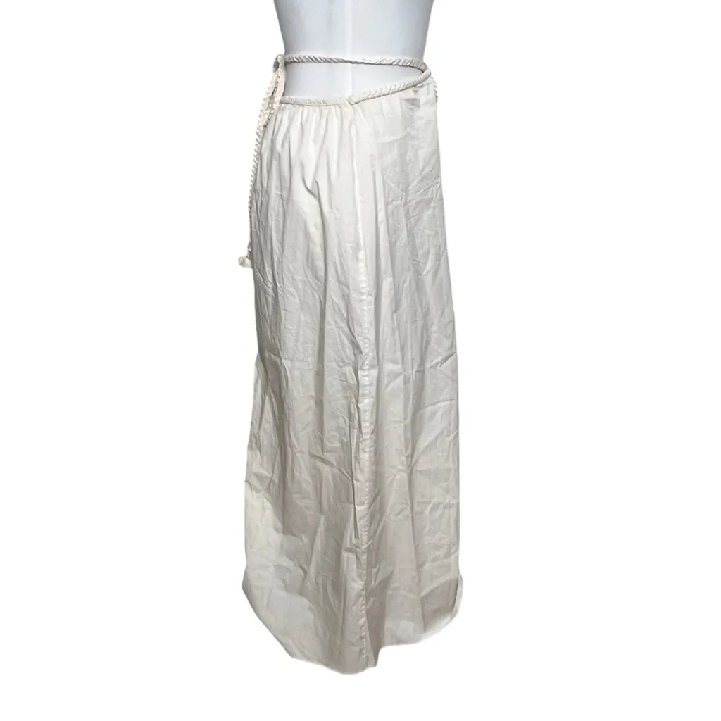 Johanna Ortiz Mother Nature Skirt Size Small White Midi Cotton Blend Rope Belt - Image 5