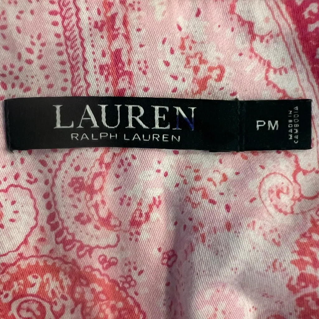 Women's Lauren Ralph Lauren black label pink embroidered paisley pajama top PM Size undefined - Image 7