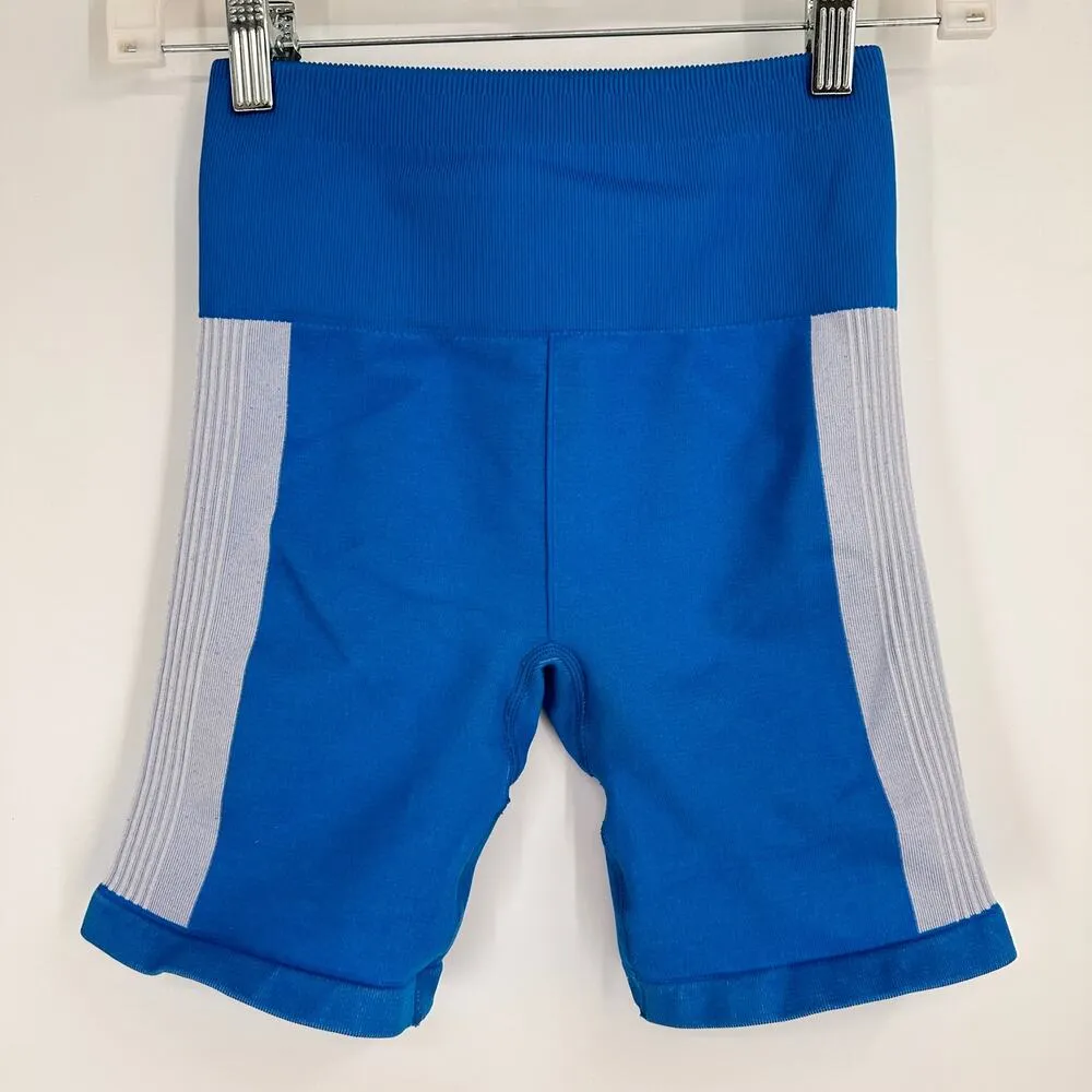 Fabletics Seamless High-Waisted Seamless Ribbed Blue Shorts Size XS - Image 4