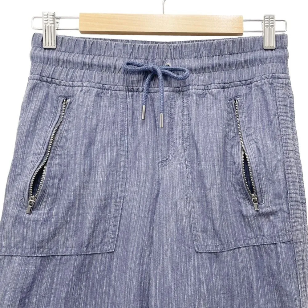 Athleta Cabo Linen Textured Blue Wide Leg Pants Relaxed Beachy Women’s Size 0 - Image 8
