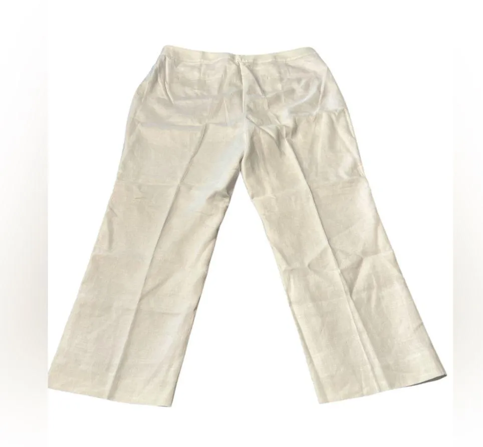 J. Crew Women’s Kate straight-leg Pant Stretch Linen Blend White Size 12 #BF407 - Image 3
