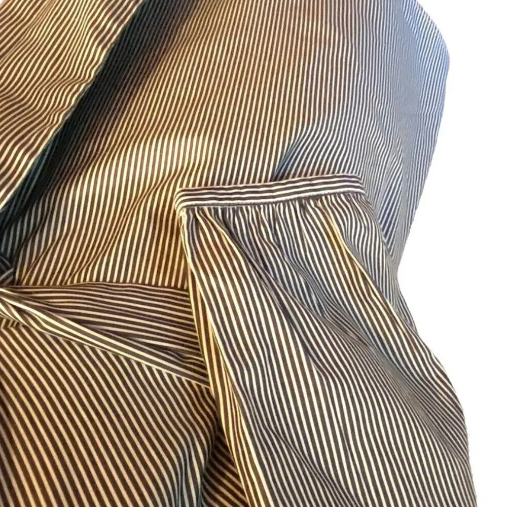 MOTHERHOOD MATERNITY Crisp Cotton Denim Blue Striped Wrap Around Blouse ~ Size M - Image 5