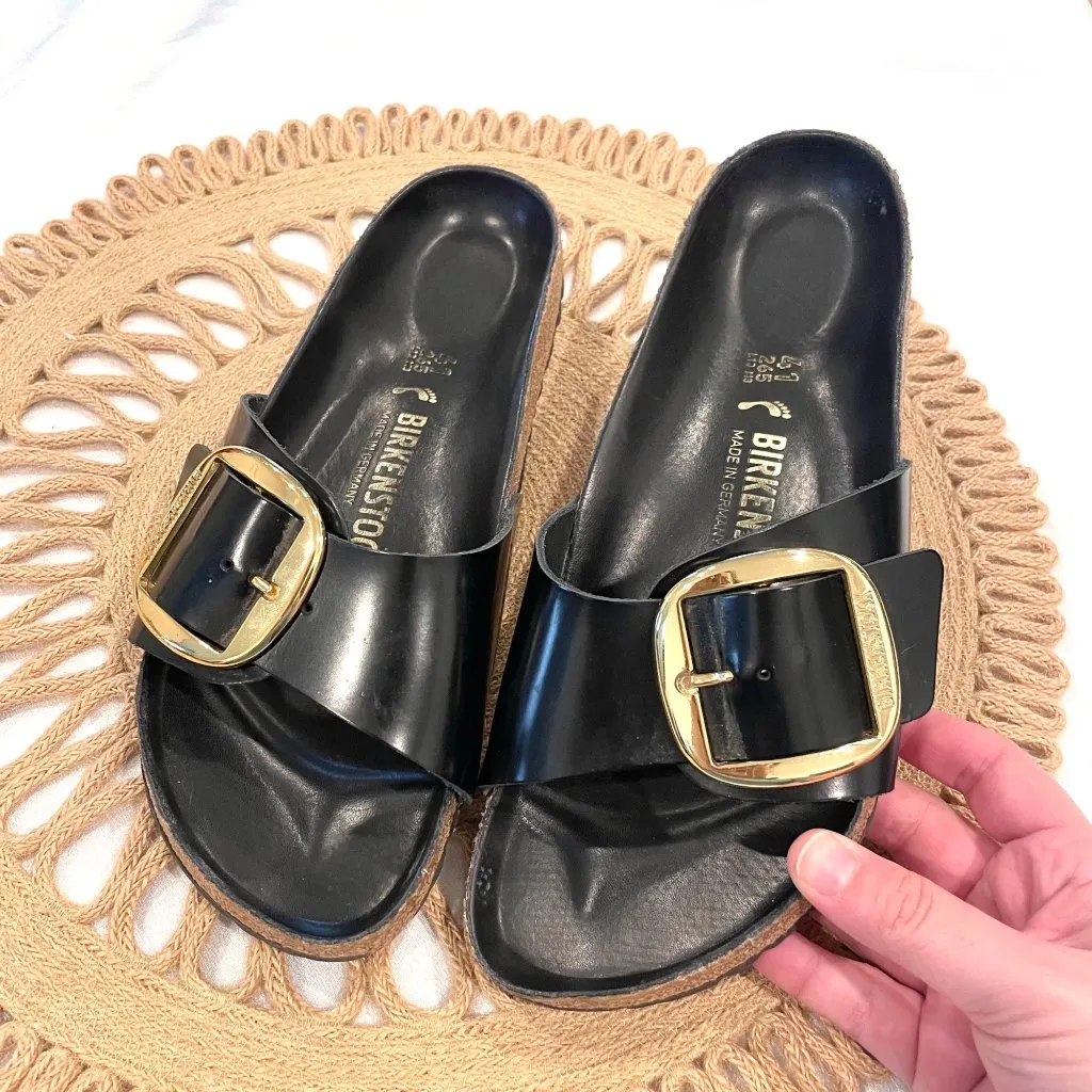 Birkenstock Madrid Big Buckle High Shine Sandals Black High Shine Size 41 - Image 2