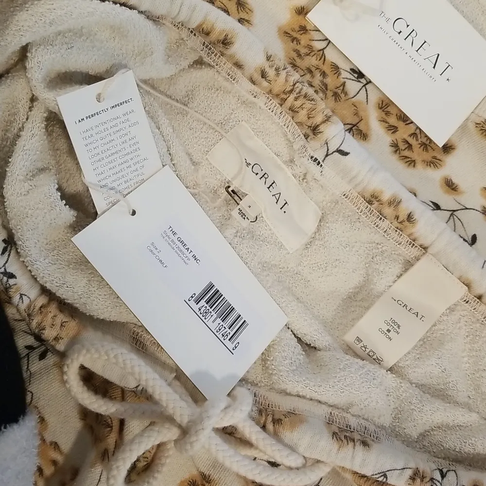 💕THE GREAT💕 Shrunken Sweatshirt + Stadium Sweatpants ~ Chamomile Floral M NWT - Image 15