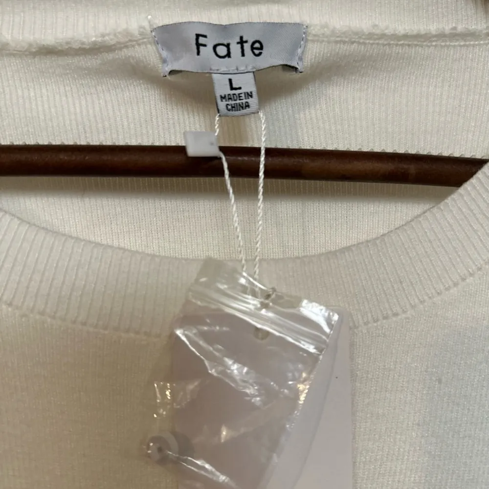 Fate sweater lace up your sleeve size L nwt! boutique brand White Size L - Image 7