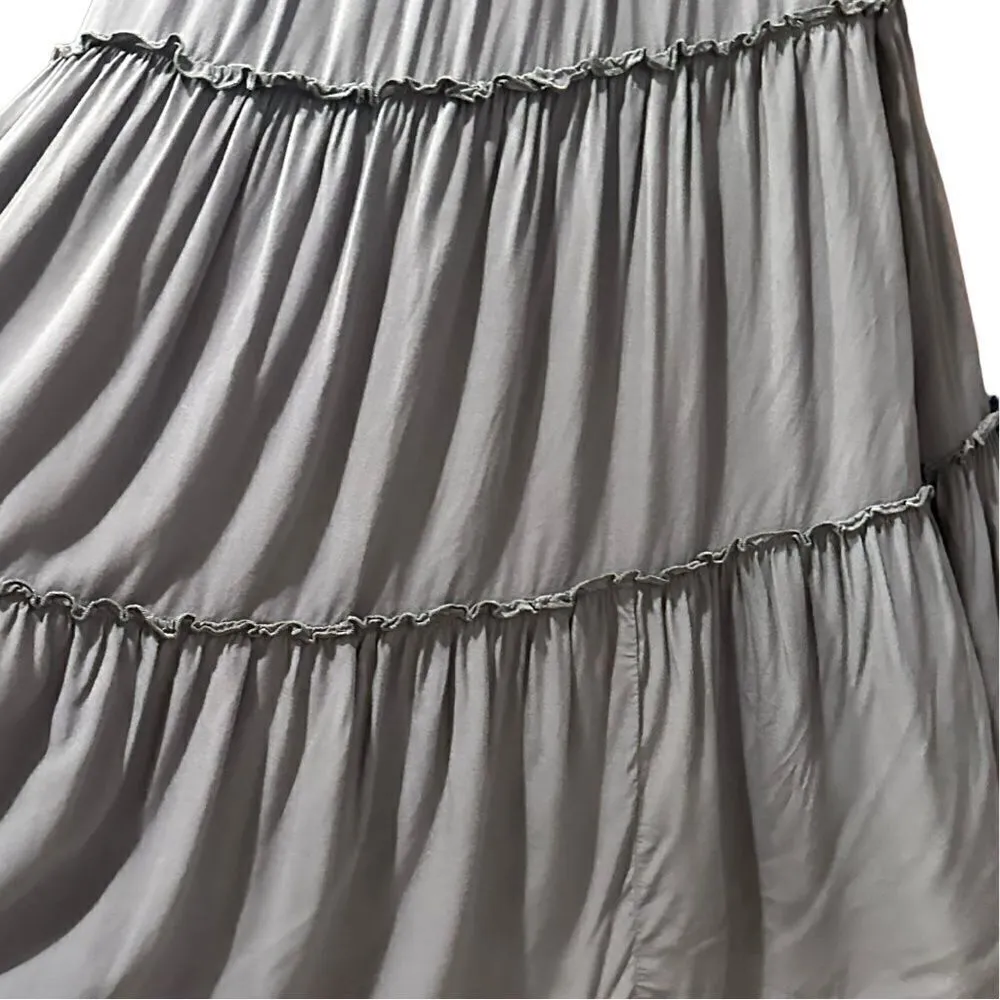 Cider Solid Backless Pleated Maxi Dress Size Large - Image 5
