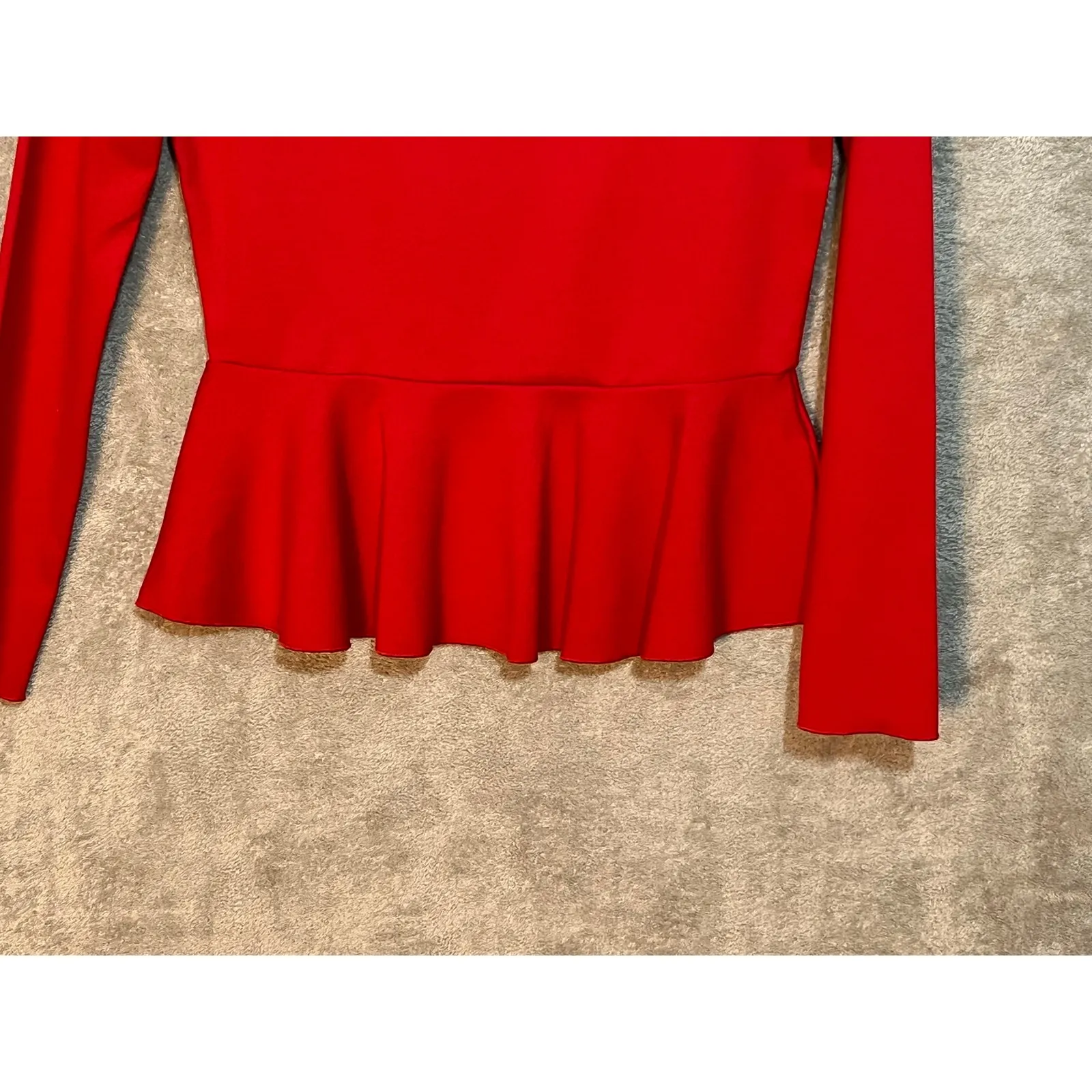 Jason Wu Peplum Blouse XS Red Dressy Office Siren Twee Valentines Day NWT - Image 4