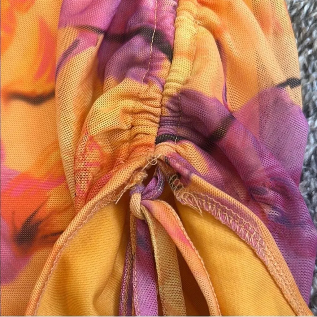 Motel Rocks Yellow and Orange Ruched Strapless mini Dress - Image 6