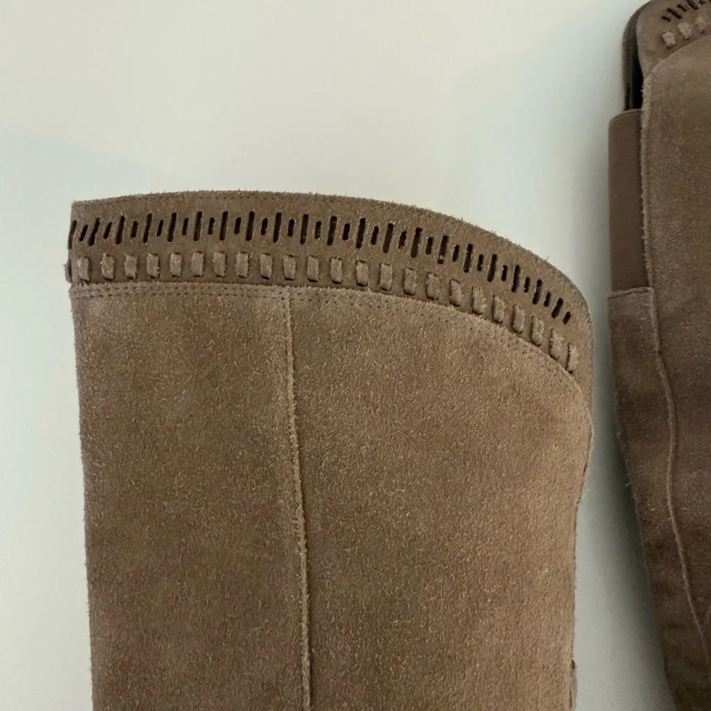 Vince Camuto Madalee Stylish gray/ Tan Suede Leather Knee-High Boots Sz 8 - Image 8