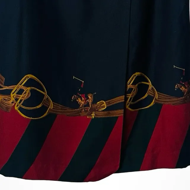 Vintage 90s Equestrian Midi Wrap Skirt Set Size 10 Black Red - Image 5