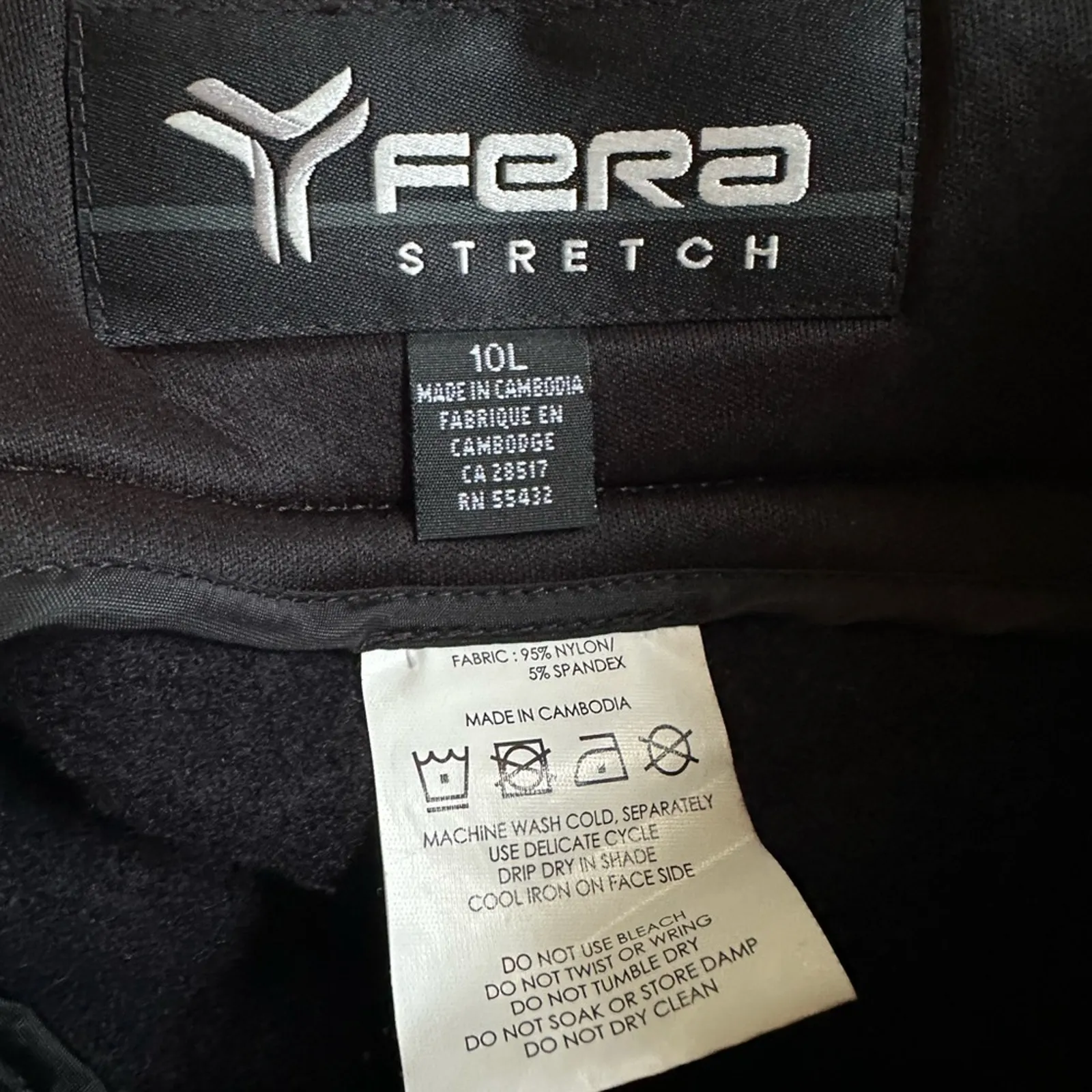 Fera Stretch Black Ski Pants 4 Way Heaven Nylon Insulated Tall Winter Snowboard Size 10 - Image 4