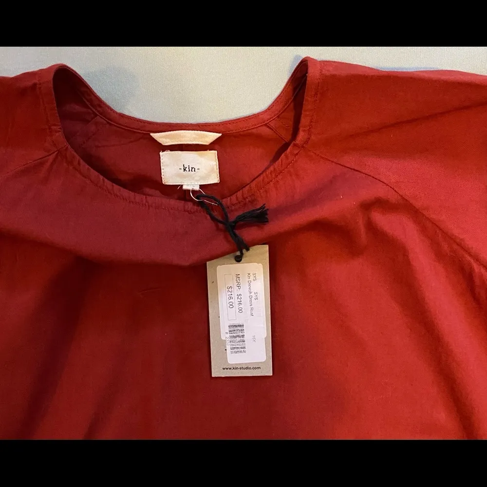 $216 NWT Kin Studio XS S Dervish Dress Lagenlook Organic Cotton Fair Trade Rust Red - Image 5
